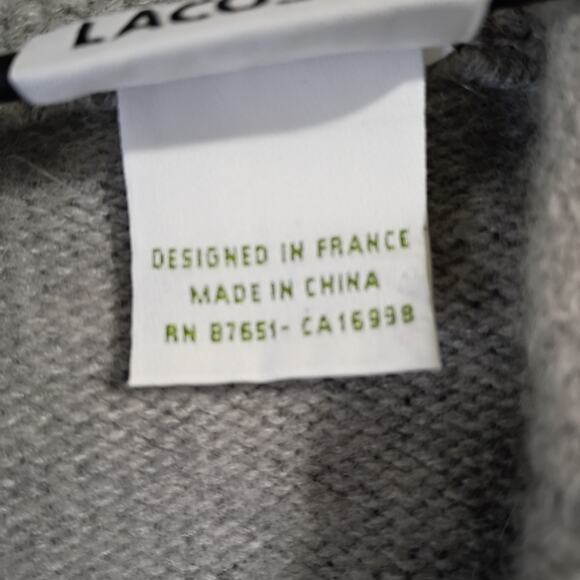 VTG Lacoste Men's Wool/Cashmere/Rabbit Sweater Grey V Neck (READ DESCRIPTION) - Picture 12 of 13